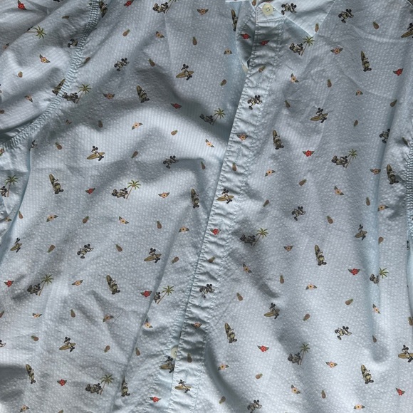 Disney Parks Tommy Bahama Mickey Mouse Button Down Shirt Light Blue Mens - Picture 7 of 7